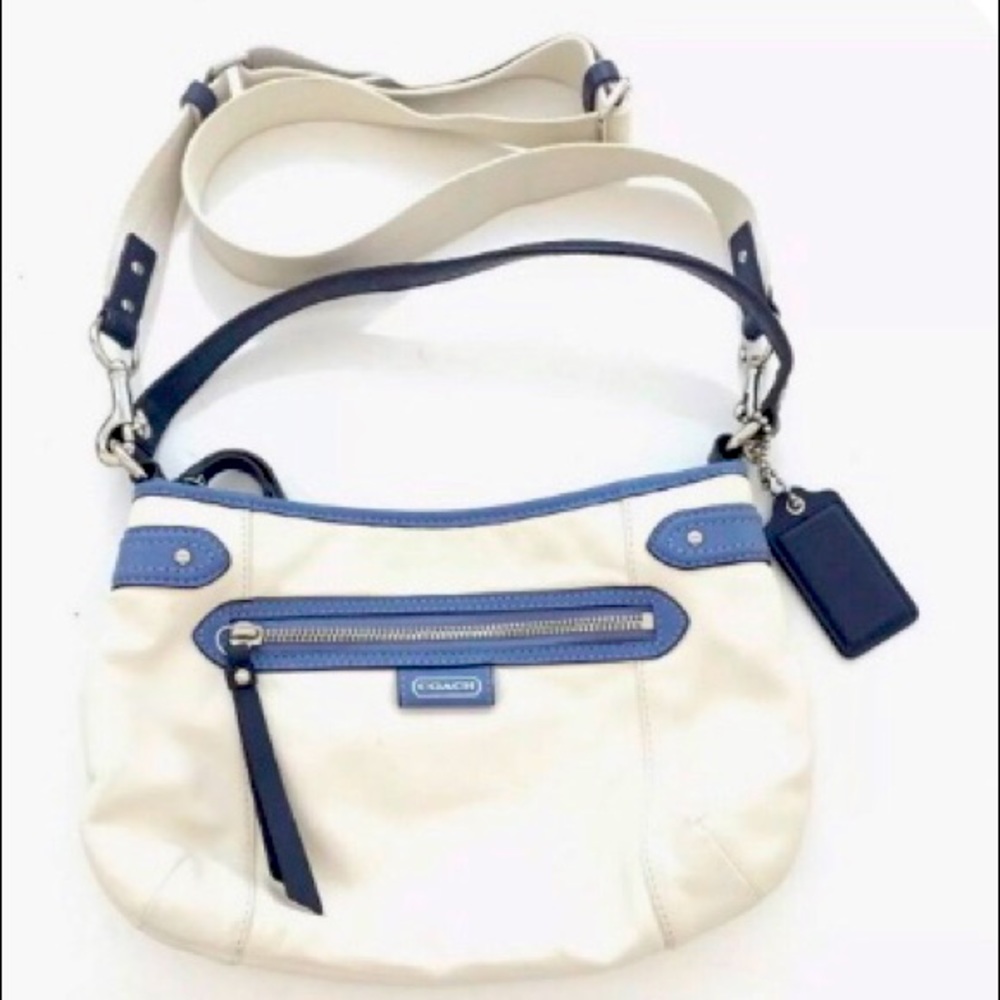 Coach white leather hobo/crossbody purse.
